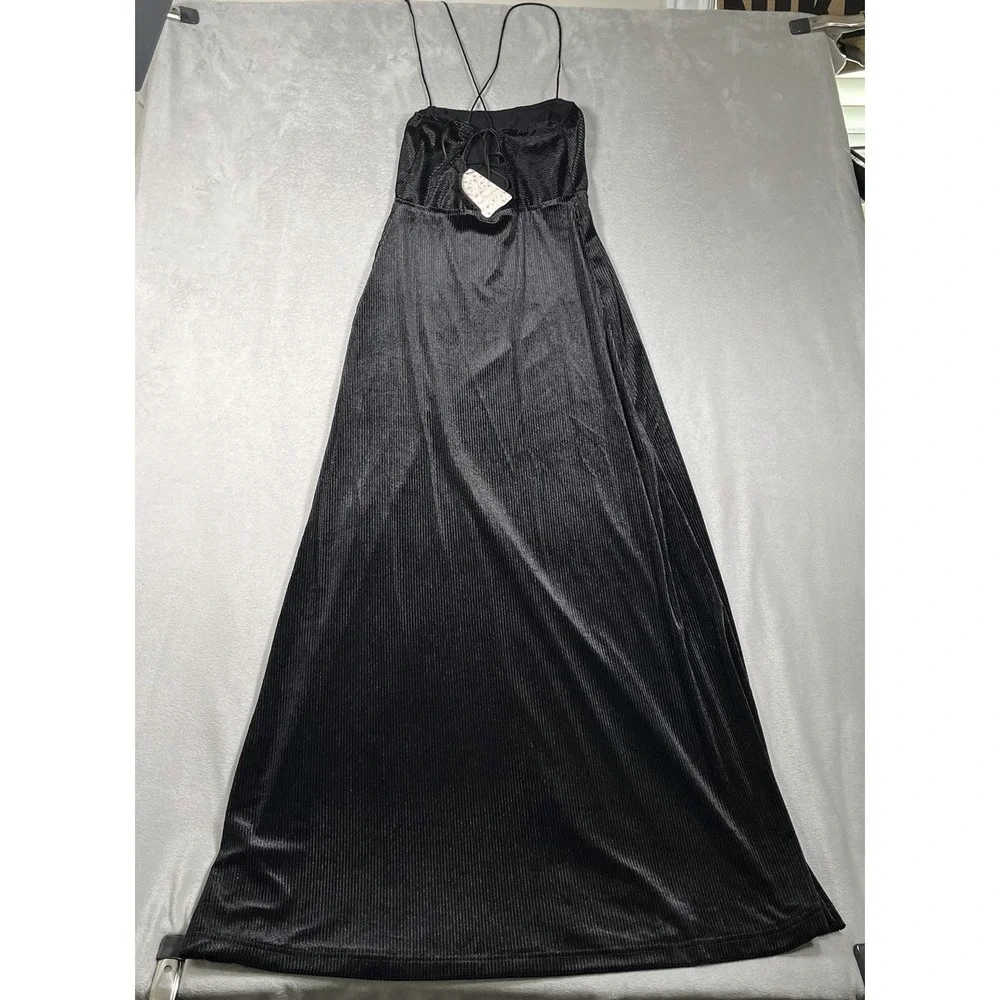 NWT-Free People Intimately All I Need Dress Velvet Maxi Slip Bordeaux Black‎ XS